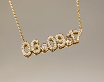 Collar con fecha personalizada, Collar de aniversario personalizado, Plata de ley, Regalo de cumpleaños, Regalo para ella