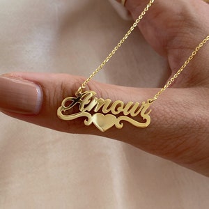 Dainty Name Necklace, 14k Gold Name Plate Pendant, Personalized Jewelry, Pave Name Necklace, Custom Gift for Her, Christmas Gift