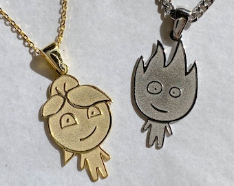 Feuer und Wasser Mädchen Halskette, Sterling Silber paar Anhänger, Freundschaft Schmuck, Feuer und Wasser, Weihnachtsgeschenk