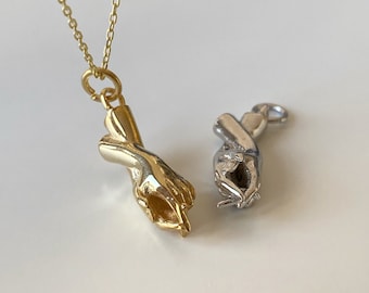 Hand in Hand Halskette, 925 Sterling Silber, Hand in Hand Anhänger, Perfektes Geschenk für Sie