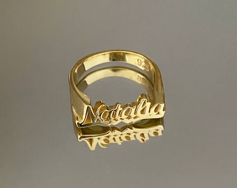 Anillo con nombre personalizado, delicado anillo de plata, anillo con nombre personalizado, anillo de oro personalizado, anillos para mujer
