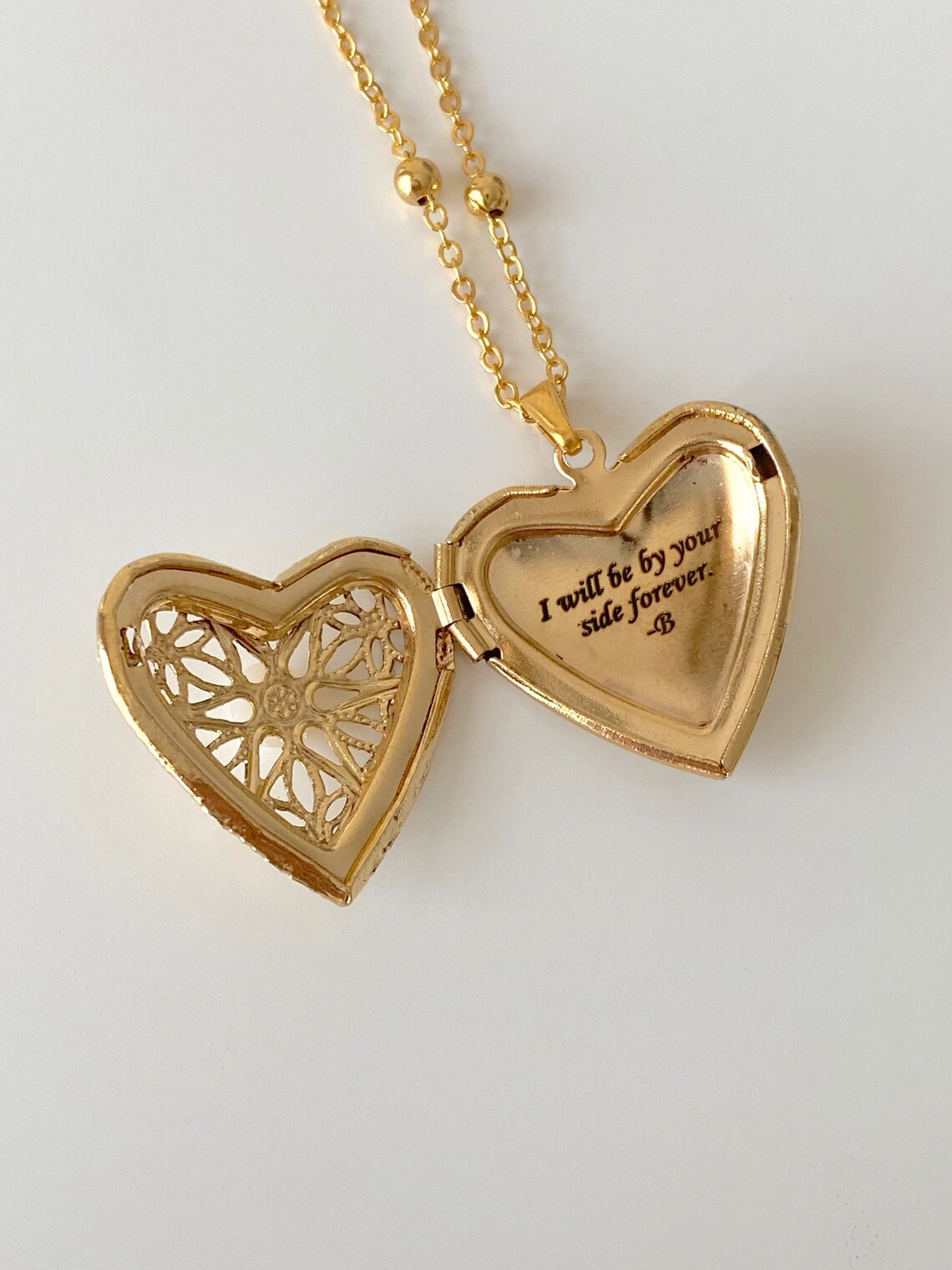 Custom Heart Locket Necklace 14k Gold Plated Personalized Etsy