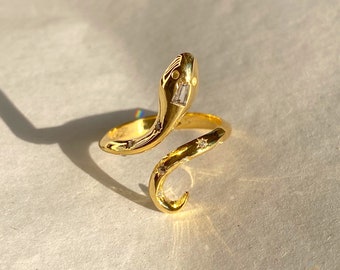 Snake Ring, 925 Sterling Silver Rings, Serpent Ring, 14 Gold Ring, Gift for Her, Perfect Gift