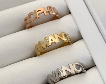 Name Ring, Personalized Ring, Custom Name Ring, 925 Sterling Silver, Gold/Silver/Rose Gold, Gift for Her