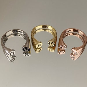 Anillo de doble letra para parejas, anillo personalizado con dos iniciales, anillos grabados, joyas de amistad personalizadas, regalo para el mejor amigo