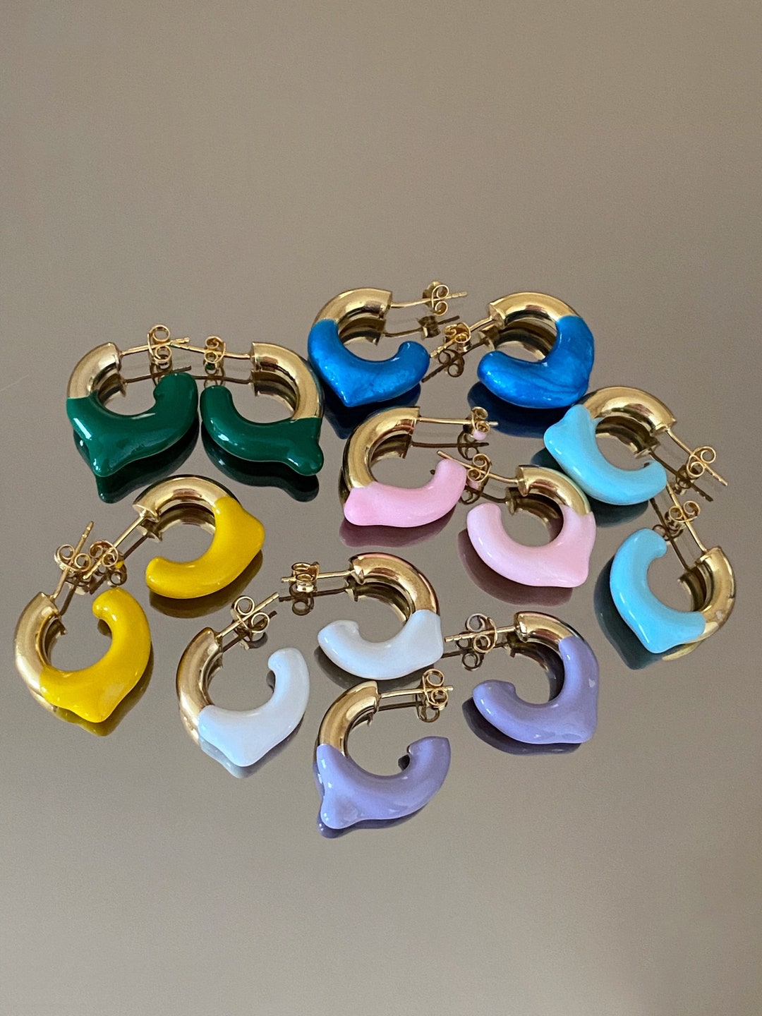 Colorful Enamel Earrings, 925 Sterling Silver Earrings, Gift for Her - Etsy