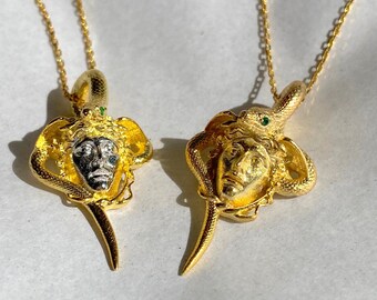 Medusa Necklace, Greek Gods Pendant, Sterling Silver Mythology Jewelry, Antique Lover Jewelry, History Themed Gifts