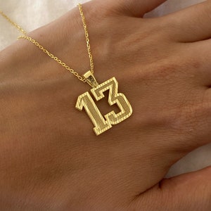 Custom Number / Initial Necklace, 14K Gold Number Pendant, Basketball / Baseball Necklace, Personalized Jewelry, Gift for Him Christmas Gift