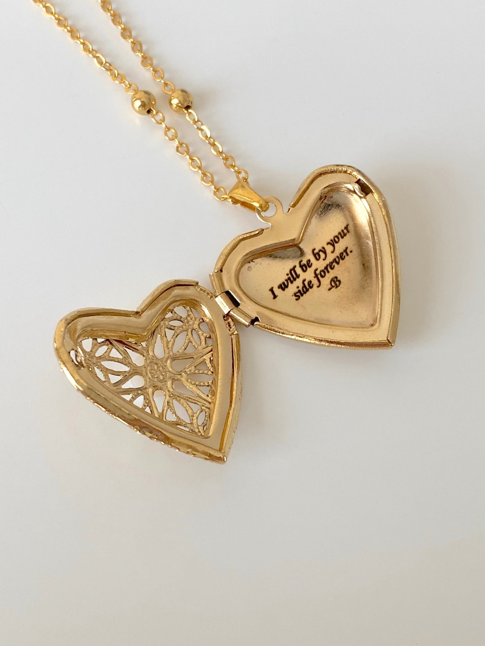 Custom Heart Locket Necklace 14k Gold Plated Personalized Etsy