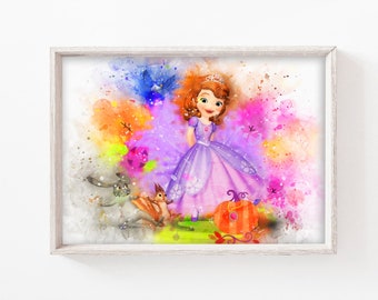 Princess Sofia the First Set of 6 Prints INSTANT DOWNLOAD Printables Set of 6 Nursery Room Wall Art