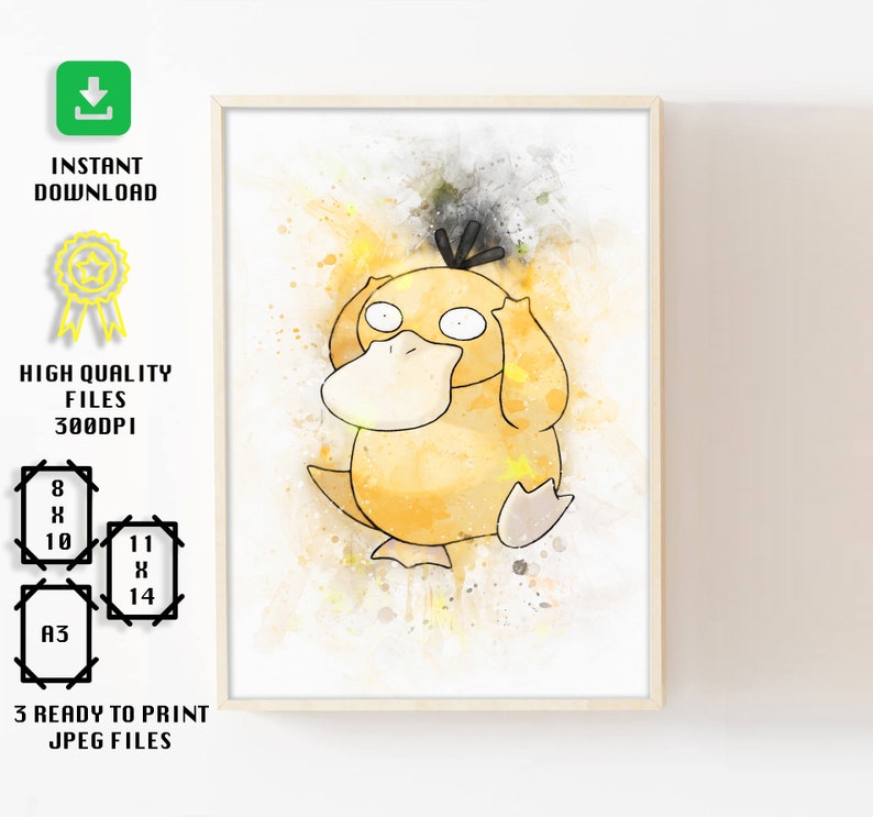 Printable Psyduck Poster Psyduck Pokemon Digital Print | Etsy