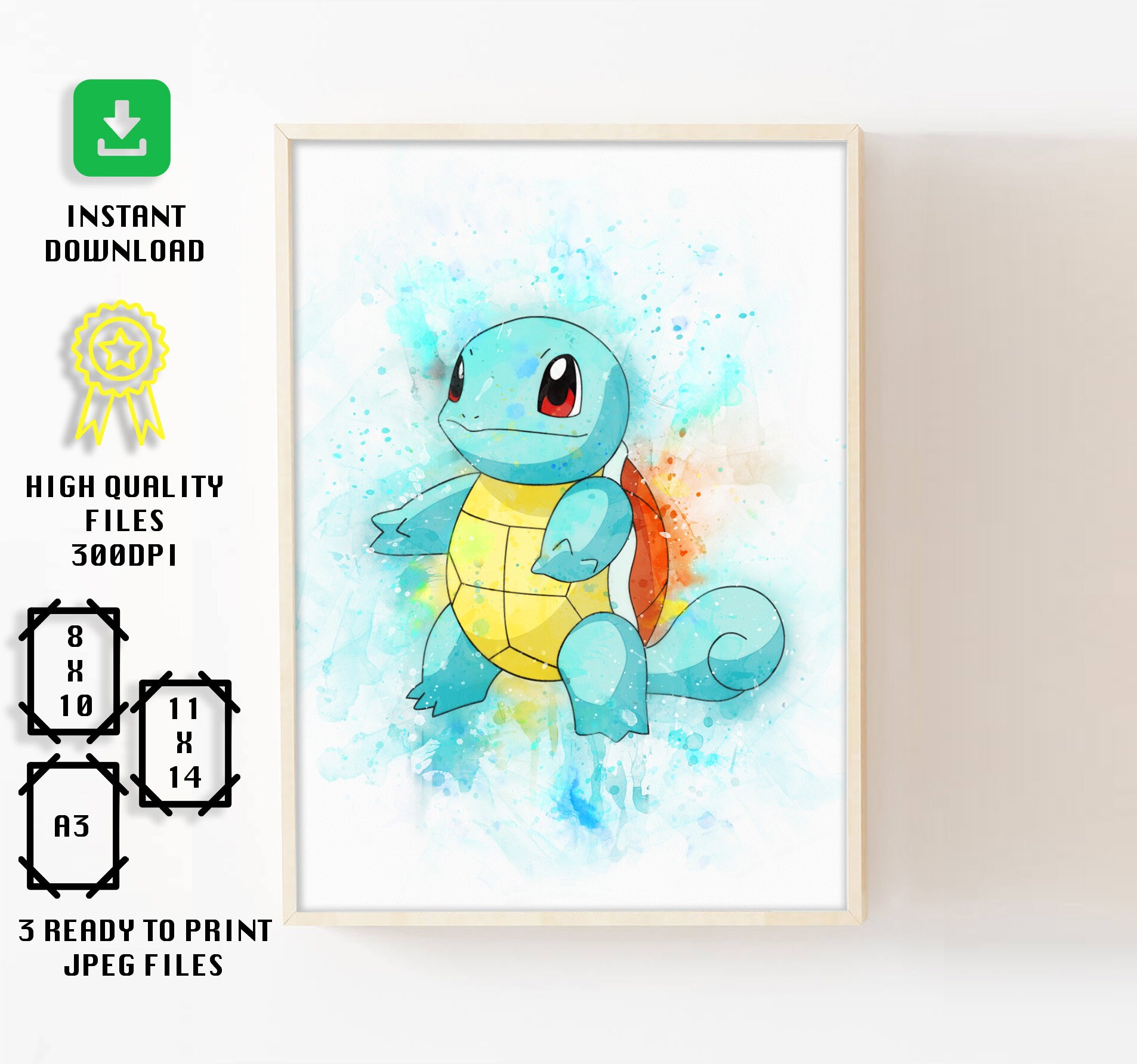 Printable Squirtle Poster Squirtle Pokemon Digital Print | Etsy