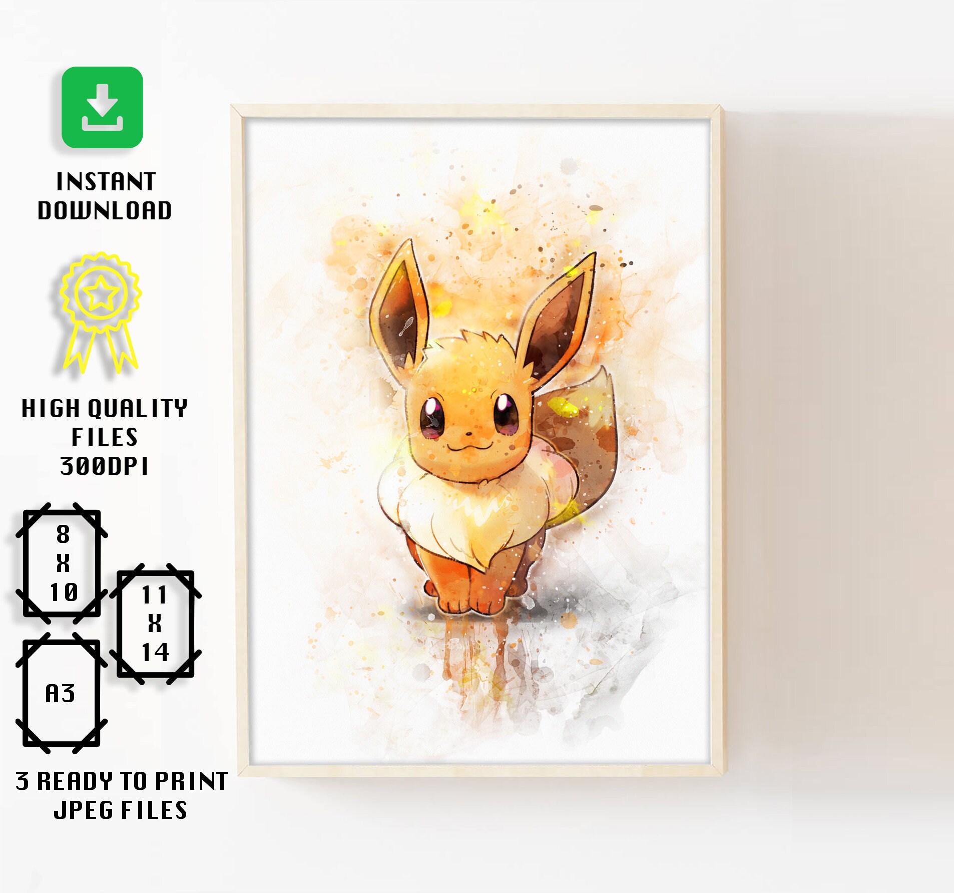 Printable Eevee Poster Eevee Pokemon Digital Print Pokemon | Etsy