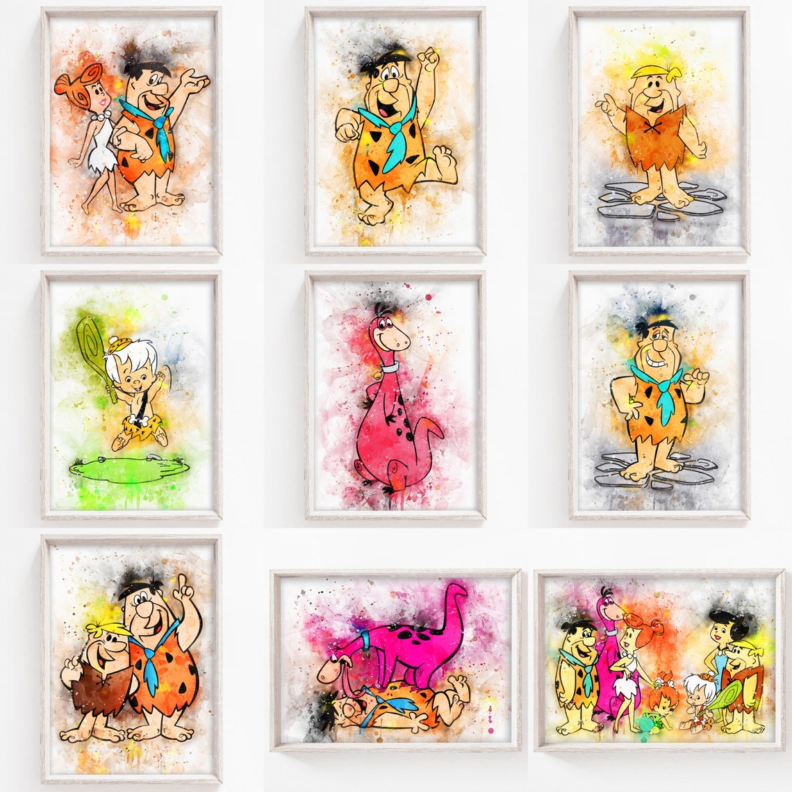 SET OF 9 Flintstones Prints Flintstones Printables Instant | Etsy