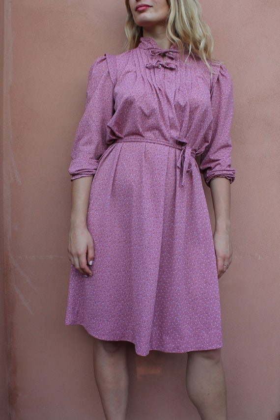 1980's Vintage pink dress, French style