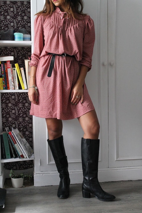 1980's Vintage pink dress, French style