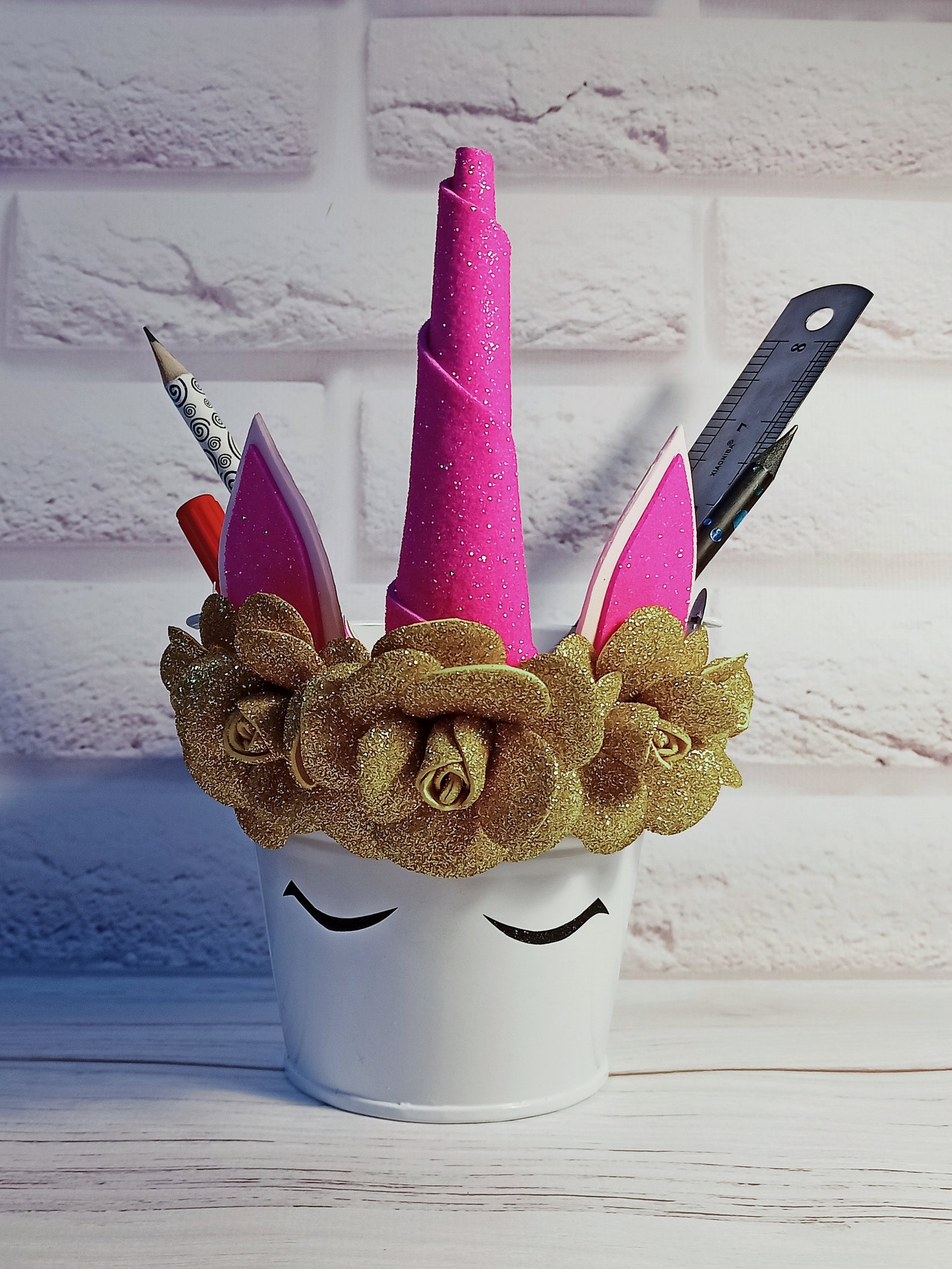 Unicorn pen and pencil holder. Unicorn room decor. Gifts for Etsy