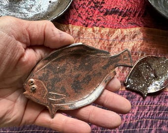 Ceramic sand dab fish soap dish or spoon rest