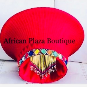 Customised beaded Fringed Zulu hat - isicholo
