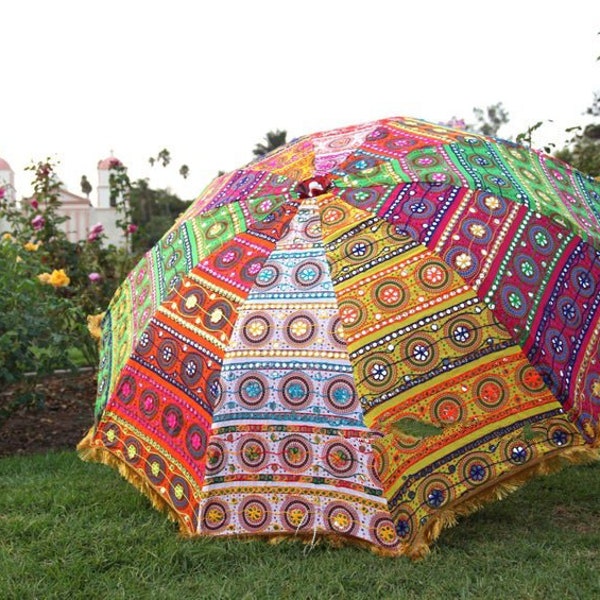 Indian Handmade Patch Arbeit Garten Regenschirm Strand Regenschirm Schöne Handgefertigte Antike Große Dekorative Sonnenschirme Wunderschöne Regenschirme