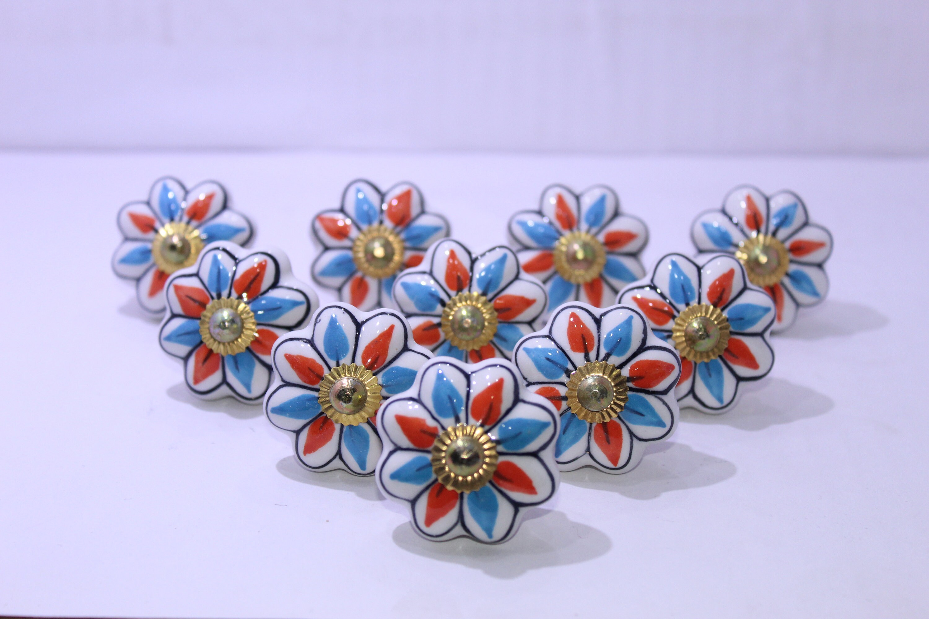 Ceramic Porcelain Door Knobs Various Multi Coloured Designs Etsy