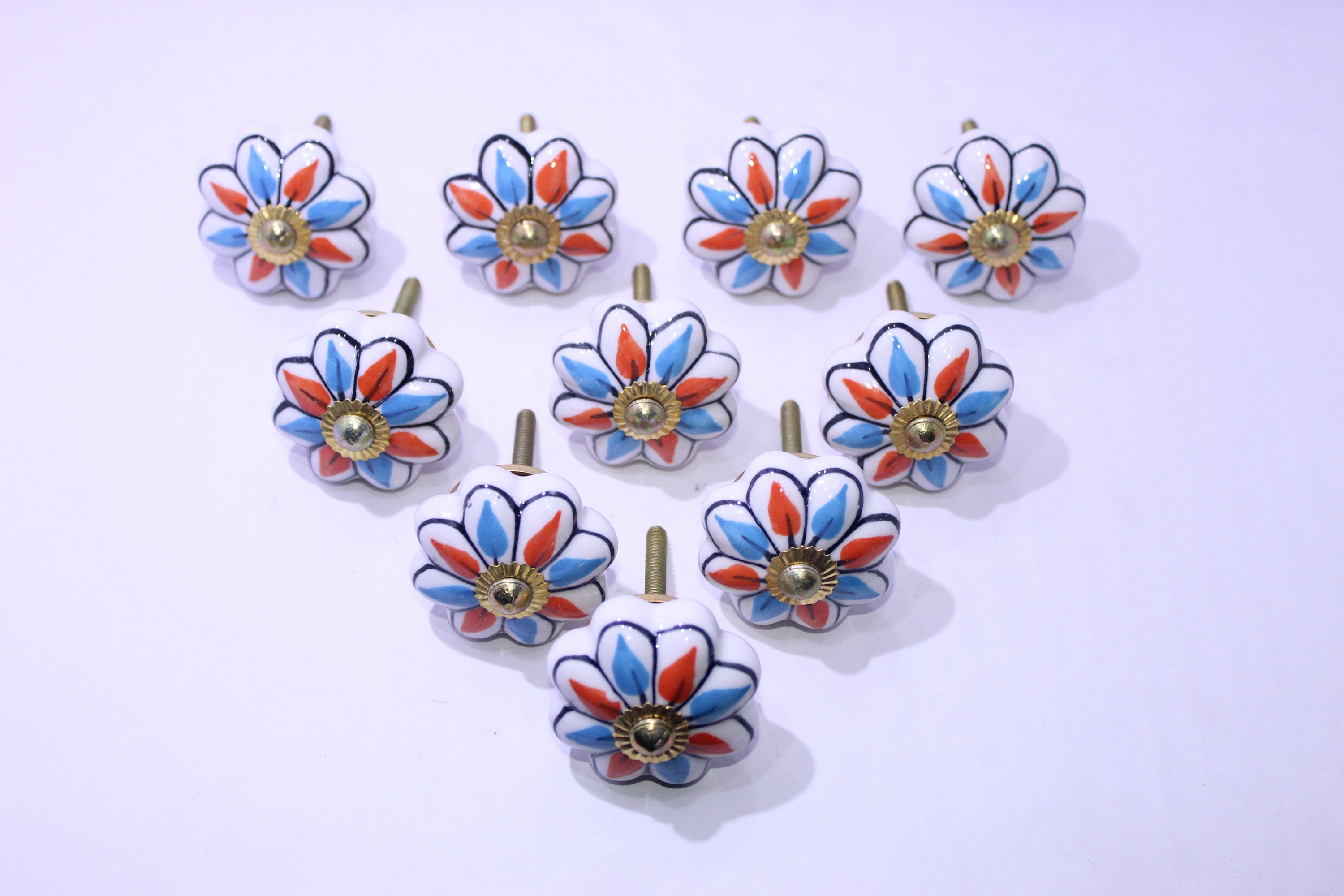 Ceramic Porcelain Door Knobs Various Multi Coloured Designs Etsy