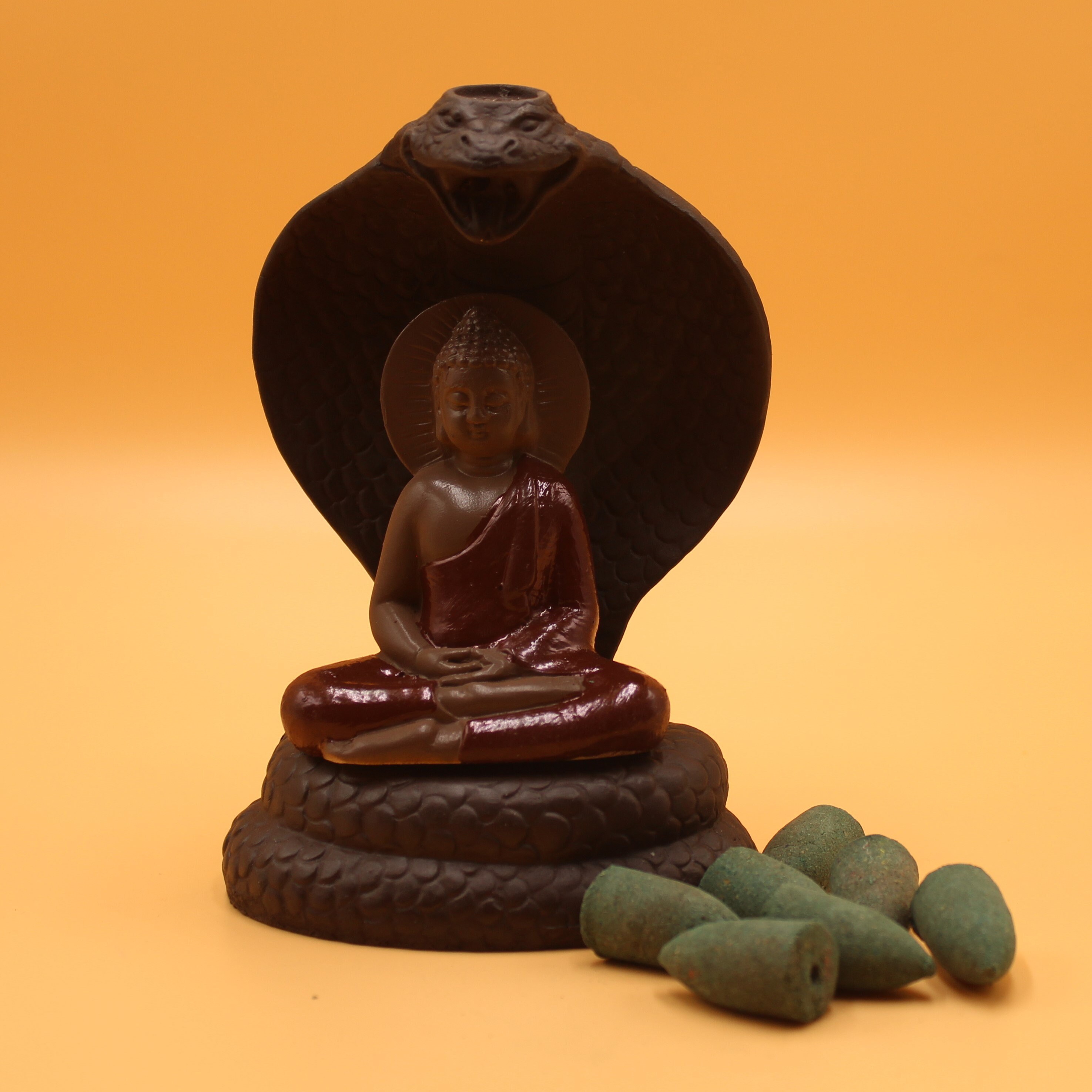 Cobra Snake Backflow Incense Sticks Burner with Meditating Etsy
