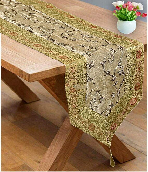Long gold table sale runner
