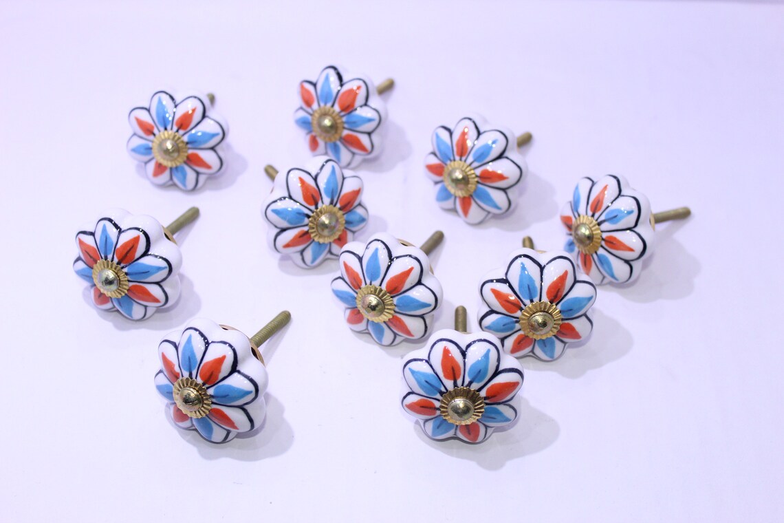 Ceramic Porcelain Door Knobs Various Multi Coloured Designs Etsy