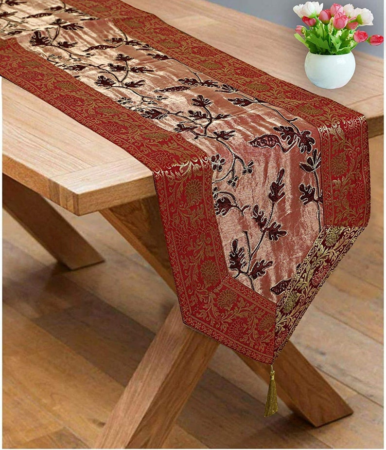 Multicolor Table Runner Coffee Table Mat Ari Zari Embroidered Etsy