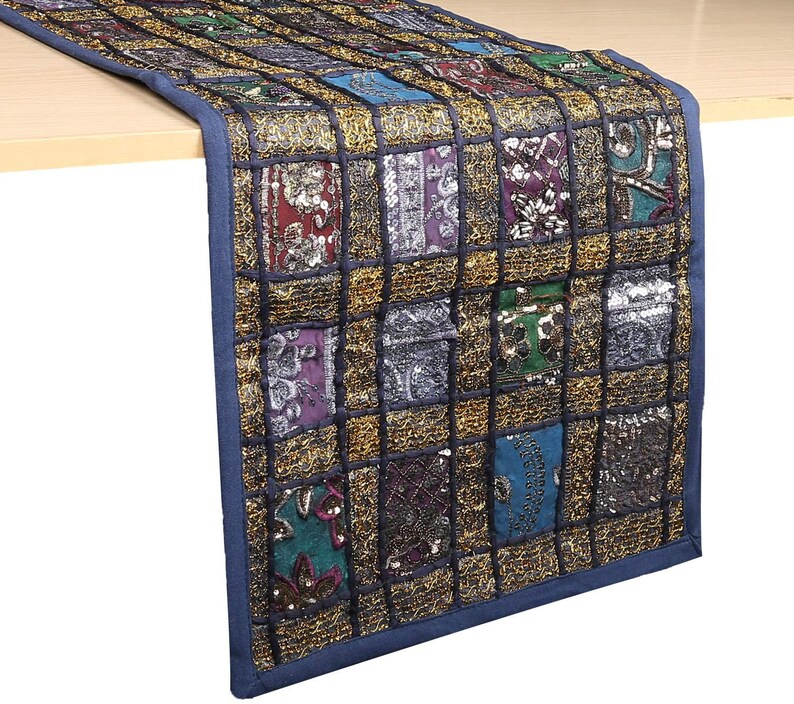 Handmade Table Runner Indian Rajasthani Patchwork Pattern Embroidered Design Cotton Ethnic Runner Indian Patchwork Table and Home Decor for Every Occasion Handmade Table Runner Indian Rajasthani Patchwork Pattern Embroidered Design Cotton Ethnic Runner Indian Patchwork Table and Home Decor for Every Occasion