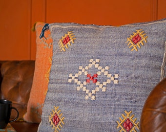 Hand Embroidered Cushion Cover Throw pillow cover With Tassels & hidden zipper  20x20 inch