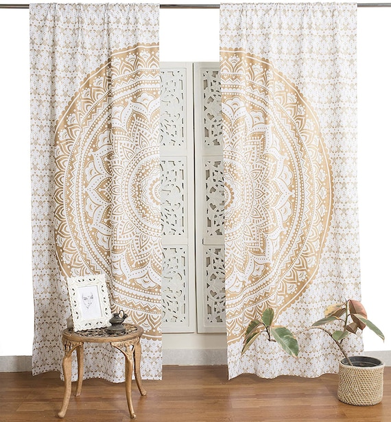 Mandala Omber Cotton Fabric Curtains Excellent Handmade Decorative Ethnic Decor 
