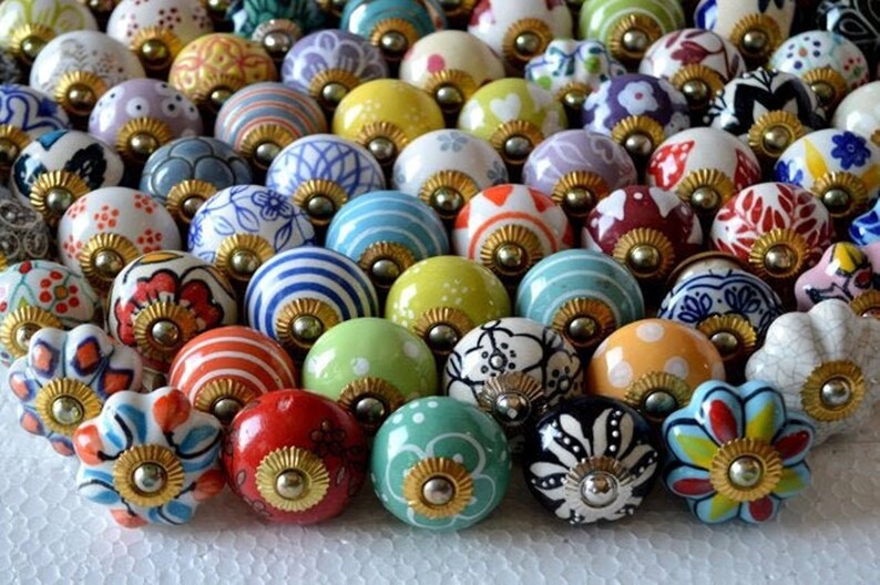 Assorted Ceramic Porcelain Door Knobs Various Multi Coloured Etsy