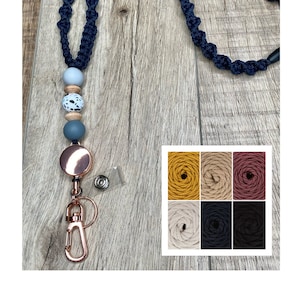 Lanière en terrazzo perlée avec enrouleur de badge rétractable, support pour carte d'identité séparable, accessoire pour badge d'enseignant, collier porte-clés, lanière en perles de silicone