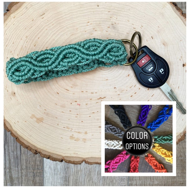 Handmade Macrame Keychain Wristlet, Car Key Wristlet, Key Fob Wristlet, Car Accessories, Boho Key Wristlet