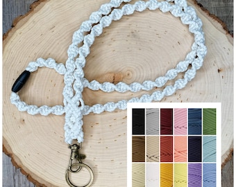 Macrame Breakaway Lanyard, Boho Teacher ID Holder, Key Fob Necklace