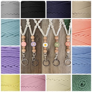 Daisy Teacher Lanyard, Macrame Breakaway ID Holder, Beaded Badge Accessory, Nurse Key Fob Necklace, Summer Silicone Beaded Lanyard