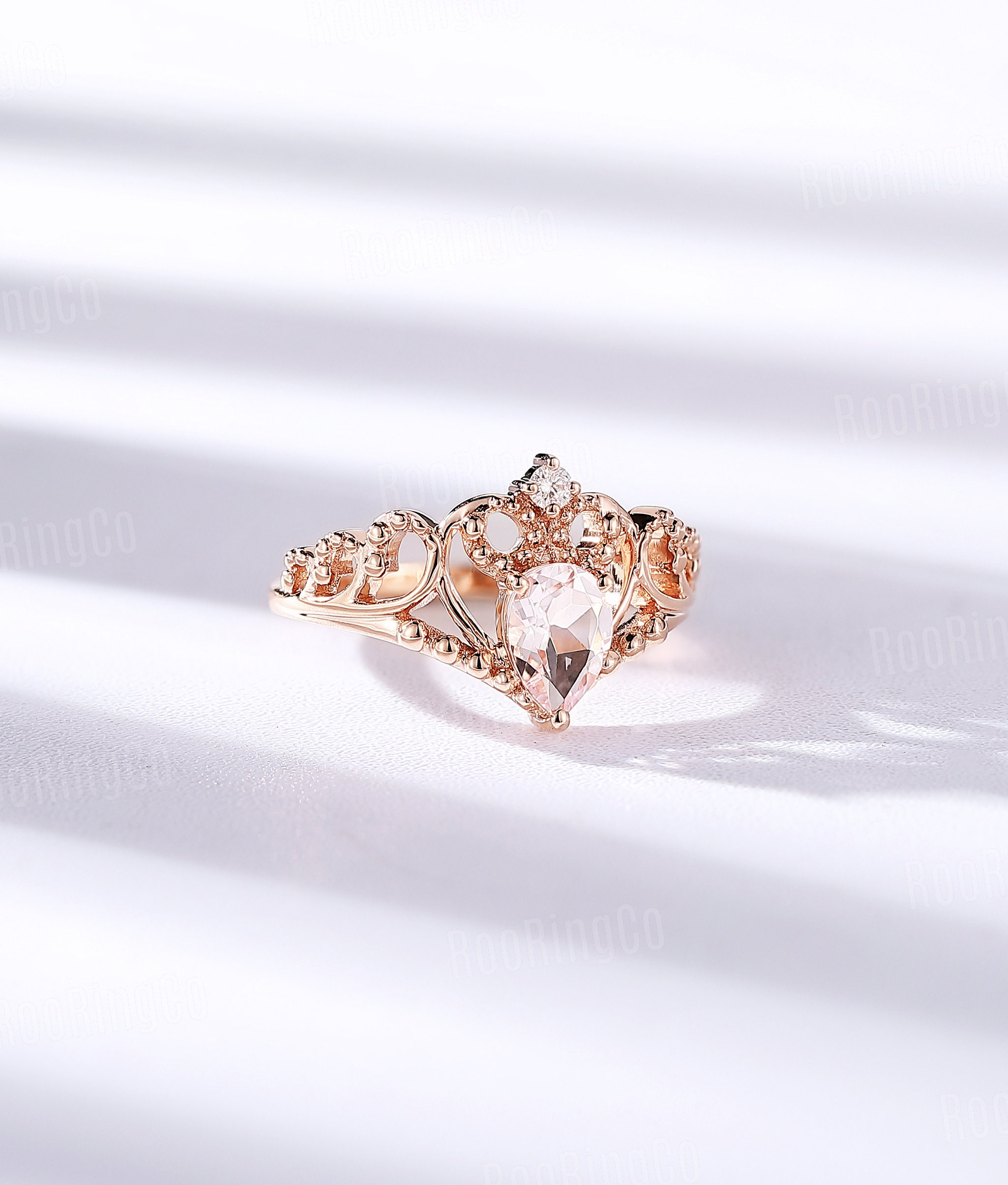Pear Shaped Pink Morganite Engagement Ring Art Deco Ring - Etsy Australia