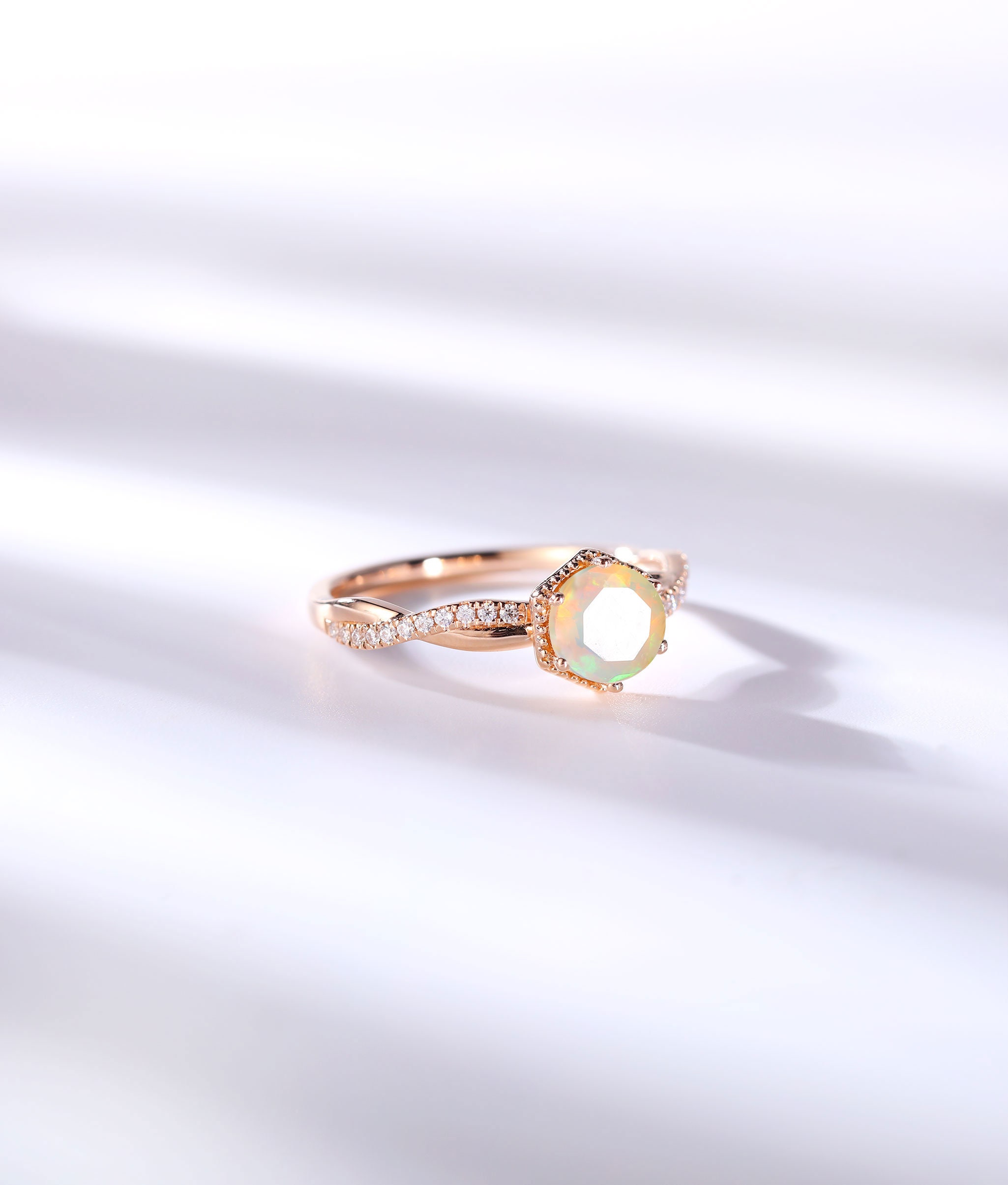 Vintage Opal Engagement Ring Moissanite Ring Infinity Ring - Etsy Australia