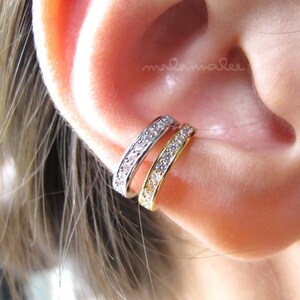 Very Comfortable Non Pierced CZ Band Ear Cuff, Huggie Ear Cuff, minimal ear cuff, dainty ear cuff, delicate ear cuff, Minimalist Jewelry