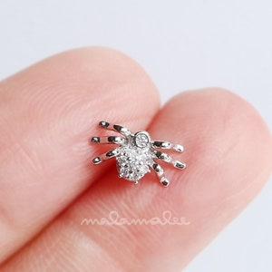 Mini Spider Ear Piercing, Helix Earring, Stud CZ earrings, 20G Cartilage earrings, Helix Piercing, Spider stud earring, Surgical Steel stud