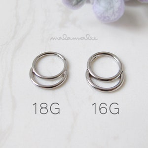 Clicker Moon Nose / Ear Hoop, 18G, 16G, Segment Nose Hoop, Septum Hoop, Septum Ring, Nose Piercing, Cartilage, Helix, Tragus, Double Hoop