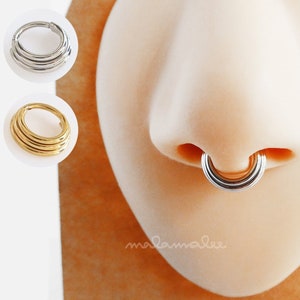 3 Layer Stack Nose Ring Hoop, 16G Septum Ring, Septum Jewelry, clicker hoop, cartilage hoop, daith jewelry, daith piercing,