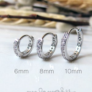 Tiny Sparkly CZ Huggie Hoops, Helix Hoop, Cartilage hoop, Tragus Hoop, Seamless CZ Hoops, Surgical Steel, minimalist Tiny hoop earrings,