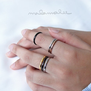 Thin 2mm ring, Stackable Ring, Simple Smooth ring, Minimalist ring, Dainty ring, Surgical Steel Stainless Ring, Gold ring stackable,