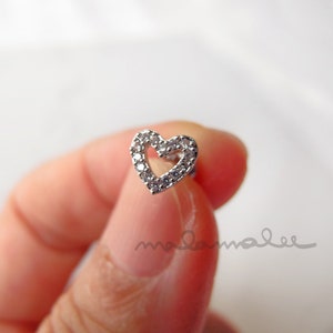 Mini Heart Ear Piercing, Heart Stud earrings, 16G Cartilage earring, Minimalist earrings, helix earring, rook earring, conch, daith earring