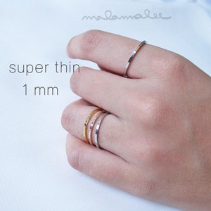 Super Thin 1mm ring, Stackable Ring, Simple Smooth ring, Minimalist ring, Dainty ring, Surgical Steel Stainless Ring, Gold ring stackable,
