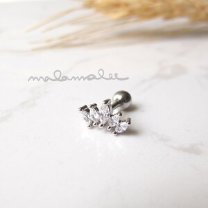 Sparkly 5 Marquise Stone Ear Piercing, 16G Cartilage earring, Minimalist earrings, helix earring, conch, daith,tragus, rook earring