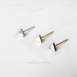 Small Triangle stud earrings, Tiny triangle Minimalist Earrings, Hypoallergenic, Surgical steel earrings, silver gold, rose gold